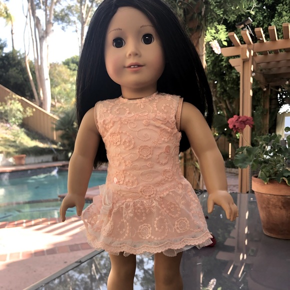 American Girl Other - American Girl Doll with peach lace dress  and sandals